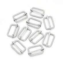 10 chiếc khóa trượt điều chỉnh được hình chữ Nhật, khóa lăn kim loại, phụ kiện tự làm ví, túi xách, dây đeo thắt lưng. - bạc - Xem 11