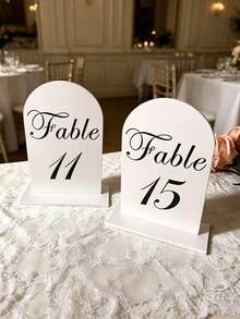 10pcs Transparent/White/Black Acrylic Curved Table Number Holders With Stands, Elegant Minimalist Decor For Wedding Receptions, Engagement Parties, Birthdays And Formal Events - Seat Card B - View 14