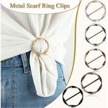9pcs Women's T-Shirt Clips, Knotted Buttons, Fashion Metal Round Buttons, Circular Silk Scarf,Holiday,Travel Essential - Multicolor - View 4