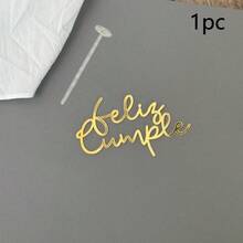 1/3/6个金色亚克力西班牙语生日蛋糕装饰插牌，适用于生日派对蛋糕装饰 - 金色 - 查看 20