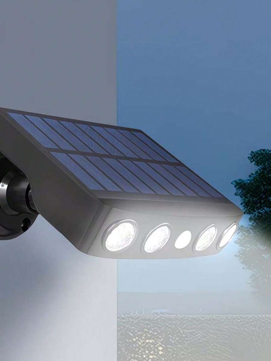 1/2pcs Black Shell Motion Sensor Outdoor Wall Light, Fake Surveillance Solar Powered Light With Light Sensor, Detachable Portable Outdoor Camping Lamp, Adjustable Height Outdoor Pathway Light, Built-In Button Switch, 3 Lighting Modes, Minimalist Stylish Floodlight With 270 Degree Illumination