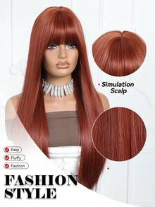 Tóc giả cosplay Makima màu cam đỏ ombre dài thẳng dành cho nữ, tóc giả tổng hợp có mái, sợi chịu nhiệt, quà tặng cho bé gái, quà tốt nghiệp mùa hè, quà tặng làm sẵn, quà Halloween và Giáng sinh. - Cam bẩn - Xem 8