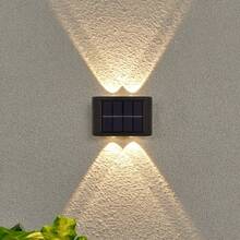 2/4/6/8 piezas Luces de pared solares de alta eficiencia, iluminación con sensor automático, lámparas LED rectangulares IP44 para exteriores, iluminación de paisaje para patio y pared exterior - 4 LED - Ver 2