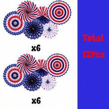 Decoraciones patrióticas para el 4 de julio - Abanicos de papel colgantes en rojo, blanco y azul, adecuados para la fiesta del Día de la Independencia de EE. UU., el Día de los Caídos y el Día de los Veteranos - Día de la Independencia - Ver 8