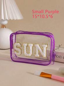 1pc Waterproof Transparent SPF Sunscreen Cosmetic Bag, Waterproof Zipper Makeup Bag, Portable Travel SPF Velvet Sticker Cosmetic Pouch, EVA Plastic Sunscreen Storage Box, Suitable For Vacation, Bathroom, Summer Beach, Swimming And Travel - Multicolor - View 15
