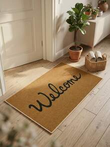 1 pieza Felpudo de bienvenida, estilo clásico vintage estadounidense con la letra inglesa "BIENVENIDO", adecuado para baño, cocina, entrada, pasillo, mesita de noche, sala de estar, dormitorio, alfombra de área suave lavable a máquina, decoración del hogar - P - Ver 4