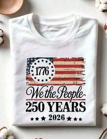 250th America Anniversary Shirt, US 250 Years T-Shirt, 1776 We The People Gift, Retro Independence Day Outfit, Patriotic Tee With USA Flag, 250th America Birthday Apparel, Summer Outfits For Women 2026, Festival Outfits For Women, Club Outfits For Women - 白色 - 查看 1