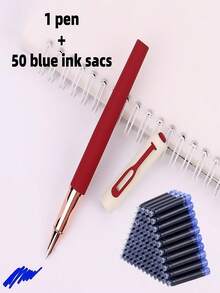 Bộ 1 bút bi + 50 hộp mực thay thế / (1 bút bi kim loại + 50 hộp mực thay thế), Màu sắc cổ điển, Lớp phủ mờ, Thích hợp cho viết hàng ngày, trường học, văn phòng, ký tên kinh doanh, Lựa chọn quà tặng tuyệt vời - Bộ 51 món - Xem 11