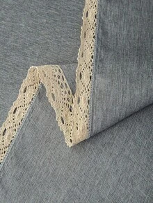 1pc Gray Linen Lace Tablecloth, Suitable For Weddings, Banquets, Restaurants, Buffets, Birthday Parties, Housewarming Events, Home Decor - Grey - View 6