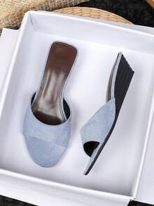 3.5CM Thick Sole Round Toe Sandals For Women, 2026 New Comfortable Open Toe Minimalist Flat Soft Bottom Casual Sandals - Blue - View 5
