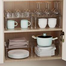 Transparent Tiered Storage Rack, Organizes Desk Items Like Stationery, Books, Cosmetics, Fully Utilizes Vertical Space For A Tidy Desk. Suitable For Study, Vanity, Office Desk Etc. The See-Through Design Creates A Fresh And Visually Appealing Effect. - White - View 9