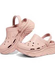 女士夏季透气厚底防滑闭趾沙滩凉鞋 - 淺粉色 - 查看 4