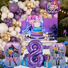 Blue Number Foil Balloon Arch Set, Aluminum Foil Cool Girl Theme Large Birthday Party Balloons Decoration Combo, Music Girl Number Foil Balloons, Children's Birthday Party Supplies Gift Set Decor - Balloon Set - View 11