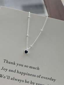 1 pieza Collar con colgante de corazón mini de plata de ley S925, diseño minimalista coreano lindo y fresco, cadena delicada para la clavícula, de moda y versátil, adecuado como regalo conmemorativo de amistad y familia - amar - Ver 13
