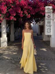 Robe de vacances décontractée en lin, robe en lin à bretelles fines de couleur unie coupe slim pour plage et voyage, élégante, été, jaune