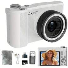 4K Digital Camera With Ring Light, 180° Rotating Screen For Vlogs, Compact Camera For Beginners With SD Card, Christmas Gift - 查看 12