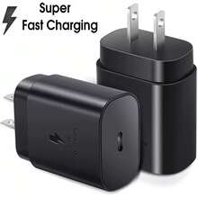 Cargador rápido USB-C de 25W, compatible con Samsung Galaxy S26/S25/S24/S23/S22/S21/S20 Ultra/Plus/S20FE/S10/A13/A53/A71/Note 20 Ultra/10, compatible con iPhone 17 16e/15/14/13/12/11/Pro/Pro Max/Plus para carga rápida - Tipo de Enchufe A USA (110-127V) - Ver 9