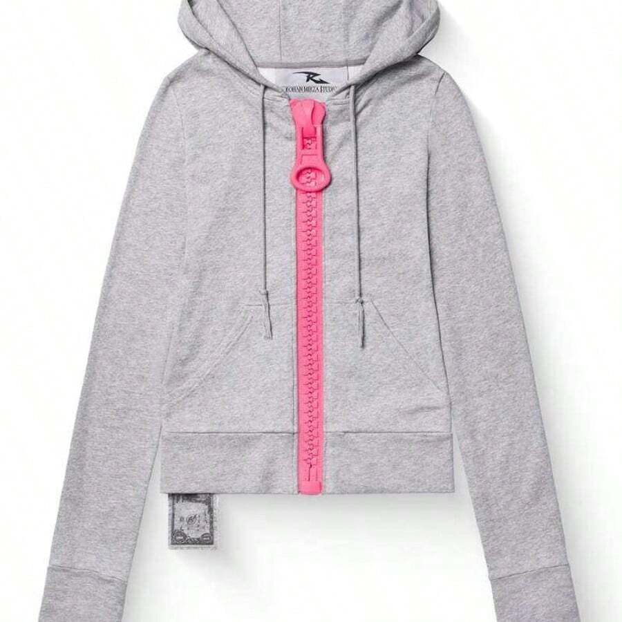 2026 American Fashion Solid Color Oversized Hoodie Women's Y2K Street Harajuku Loose Oversized Zipper Multi Pocket Hoodie Tops Hoodies Summer Clothes Western Outfits For Women Summer Outfits For Women Jackets Sweater Jackets For Women - Màu be - Xem 1