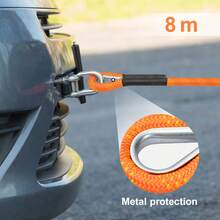With 2 U-Shaped Hooks And Storage Bag Reflective Strip DesignTow Rope Heavy Duty Tow Belt Strap Rope  For Trucks SUV UTV ATV Tractor Car  Orange - Orange, 8 Meters - View 1