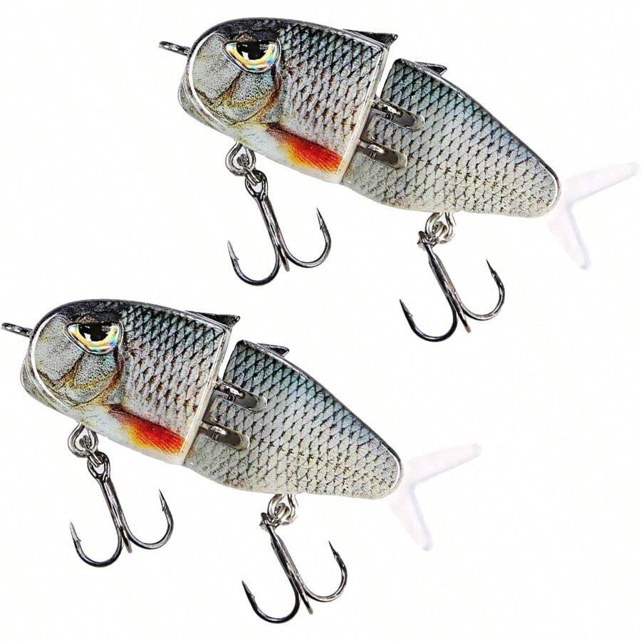 2PCS Mini Glide Bait For Bass Fishing, Fishing Lure, Freshwater Saltwater Multi Jointed Swimbait Wobbler, Glide Baits For Bass Amazing Fishing Gear Gifts For Family - 銀灰 - 查看 1