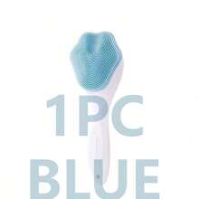 Silicone Face Scrubber Exfoliating Brush, Manual Handheld Facial Cleansing And Blackhead Scrubber, Soft Bristles Waterproof For Face Skincare (Blue) - 藍色 - 查看 7