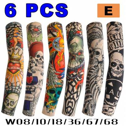 6 chiếc ống tay mỏng cho nam, ống tay che hình xăm chống nắng, ống tay thoáng khí dùng khi đạp xe mùa hè