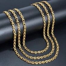 極簡主義 18K 鍍金銅 U 型項鍊 女款，細緻鏈條適合日常與派對穿著 - 金色 - 查看 5