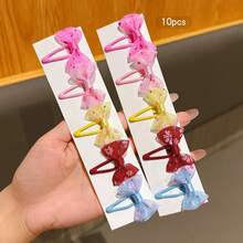 10个彩色蝴蝶结发夹,甜美风格发饰,日常使用 - 彩色 - 查看 11