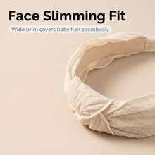 1PCPleated Knotted Wide - Edge Headband, Fabric - Edged, Beige/Black, For Daily Makeup & Outfits - Multicolor - View 13