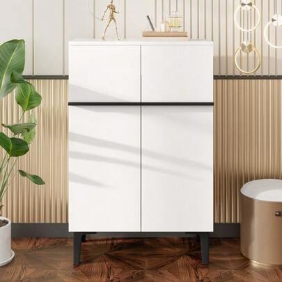 Modern Shoe Cabinet, Double-Door Design, Large Capacity Storage, Adjustable Laminate – Practical Storage Cabinet, Space-Saving: 95 * 60 * 34.5 Cm