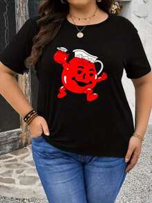 Unisex Size. Women's Plus Size Summer Cotton T-Shirt. 1PC Women's Casual Butterfly Graphic Round Neck Short Sleeve T-Shirt Knitted Fabric Regular Length Top Slight Stretch T-Shirts Sweat-Absorbent Material, Soft And Skin-Friendly. - 黑色 6 - 查看 6