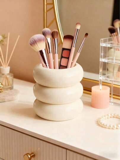 Giá đựng cọ trang điểm nhiều tầng hình bánh donut đơn, kiểu dáng thẩm mỹ, thích hợp để bàn trang điểm, đựng dụng cụ mỹ phẩm, giá trưng bày cọ trang điểm để bàn, kiểu dáng tối giản cho phòng ngủ, hộp đựng dụng cụ trang điểm sang trọng hiện đại.