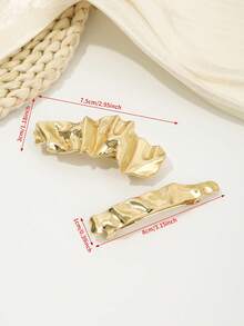 1pc Fashionable Asymmetrical Alloy Spring Clip Hair Accessory For Women,Hair Slide,Claw Clips - Gold - View 5
