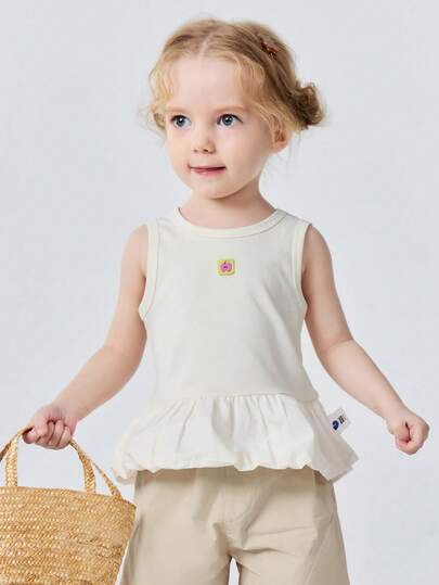 mini bala Áo tank top không tay cho bé gái mùa hè 2026, chất liệu cotton mềm mại, co giãn, thoáng khí, kháng khuẩn, nhẹ, thích hợp mặc hàng ngày đi biển.