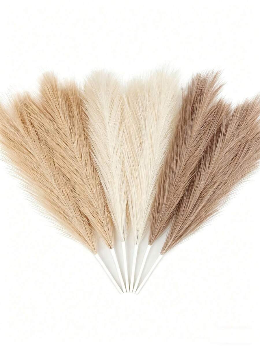 40/30/20/10pcs Artificial Pampas Grass, 54cm (21.27 Inches) Tall. Fluffy Silk-Like Artificial Pampas Grass Bouquet. They Are Bohemian Style Decor. Suitable For Valentine's Day Decor, Bouquet Accessories, Home, Living Room, Kitchen, Wedding, Vase, Bedroom, Room, Garden, Spring Decor And Back To School Season. - Rice Coffee Brown - View 1