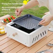 Parrilla de carbón portátil para el hogar, campamento, jardín, barbacoa al aire libre, fogata cuadrada para cocinar té - Multicolor - Ver 3