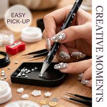 Set de 5 piezas Lápiz de cera con rhinestones y sacapuntas, kit de arte de uñas, bolígrafo de rhinestones de 4 colores, accesorios de rhinestones para arte de uñas, bolígrafo con rhinestones adhesivos, aplicador de rhinestones para uñas, set de rhinestones - Multicolor - Ver 5