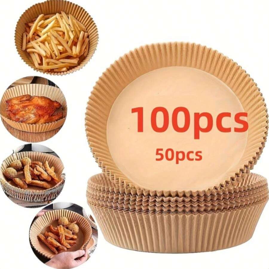 50/100 buc hârtie de copt de unică folosință pentru friteuza cu aer, hârtie de copt antiaderentă potrivită pentru coacere, prăjire, cuptor cu microunde și gătit, aplicabilă pentru Paște, Ziua Tatălui, Ziua Mamei, Crăciun și Halloween - Multicolor - Vizualizare 1
