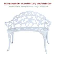 Banco de patio para balcón doble asiento C/G patio casa aluminio fundido antioxidante banco de jardín para patio muebles de exterior color blanco - Blanco - Ver 5