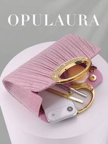 OpulAura 女士时尚闪亮水晶水钻晚宴手拿包，璀璨奢华镶钻正式礼服手提包，适合晚宴、派对、生日、婚礼等场合，也可作为生日礼物 - 粉色 - 查看 8