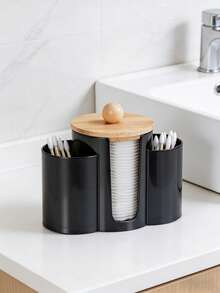 3-In-1 Q-Tip Holder For Bathroom – Premium Vanity Organizer Canister With Dustproof Lid For Swabs, Balls And Pads, Countertop Storage Container - Multicolor - View 9