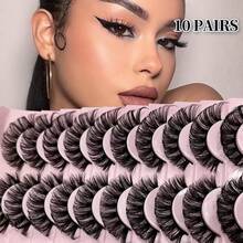 10 Pairs Natural-Looking & Long-Lasting Full Strip False Eyelashes, Realistic DD Curled Lashes - TK02 - View 6