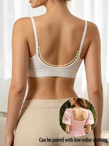 1 chiếc áo ngực nữ không dây, kiểu dáng thường ngày thoải mái, không gọng, có viền bèo nhún, có đệm mút tháo rời. - trắng - Xem 6