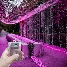 4-Color Landscape Lighting, Romantic Atmosphere Room Decor, Holiday String Lights, Battery-Powered Curtain Lights, Garden Lights, Holiday Lighting Decor, Wedding Party Decor String Lights, Birthday Party Decor, Fairy Wreath Decor, Outdoor Lights, Sparkling Bedroom Living Room Curtain Lights, Fairy String Lights, Patio String Lights, Camping Decor, Christmas Halloween Decorative Fairy Lights, Fairy Wreath Decor - Battery Box Curtain Light - View 20
