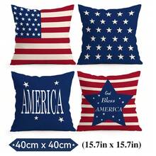 4pcs American Independence Day Patriotic Pattern Pillow Covers, Single-Sided Printed Pillow Shams, Suitable For Living Room, Bedroom, Home Decor, All Season - Multicolor - View 12