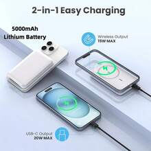 GAWFOLK Magnetic Power Bank Portable Power Source, 15W Fast Charging 5000mAh Capacity, Adjustable Stand For Ease Of Use, Wireless Charging Compatible With Many Mobile Phones And Electronic Devices, Magnetic Wireless Power Bank With MagSafe, Memorial Day Summer Kickoff Graduation Gift - Upgraded Mini Magnetic Power Bank 5000mAh (Black) - View 8