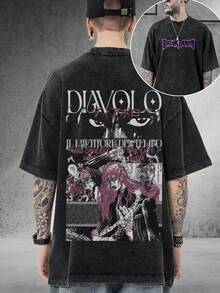 Camiseta unisex manga corta con estampado, cuello redondo, 100% algodón puro, tela suave y transpirable, estilo casual ideal para primavera y verano, ropa de uso diario cómoda - Negro - Ver 2