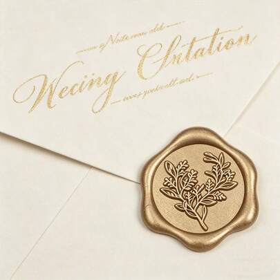 30 piezas/100 piezas Pegatinas de sello de cera con hoja de eucalipto, pegatinas doradas autoadhesivas para sellar invitaciones de boda, Navidad, regalos