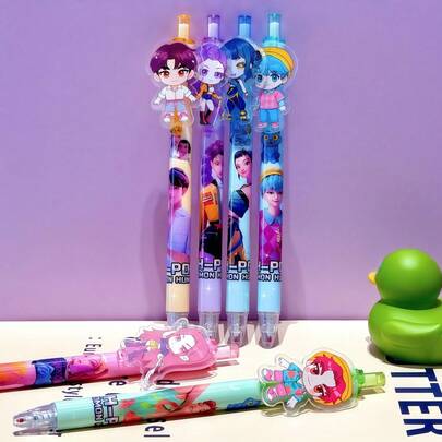 DOBBLE 5pcs Popular Korean Idol Character Acrylic Ballpoint Pen Refills, Stationery Supplies For Fans' Daily Use
