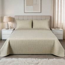 Two-Tone Air Conditioning Duvet And Pillowcase Set, Includes 1 Duvet And 1/2 Pillowcases, Made With A Soft And Comfortable Filling Process, Breathable Design To Keep Cool And Comfortable, Easily Integrates Into Any Bedroom Decor - 淺米深米 - 查看 7